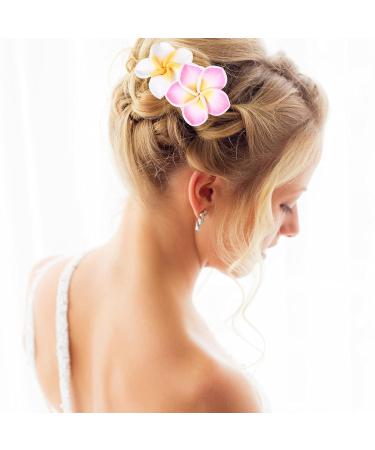 Lurrose 12pcs Hawaiian Plumeria Flower Hair Ties | Elastic Hair Bands for Women Girls | Soft Ceramic Hair Ropes | Ponytail Holders - Buy Online on GoSupps.com
