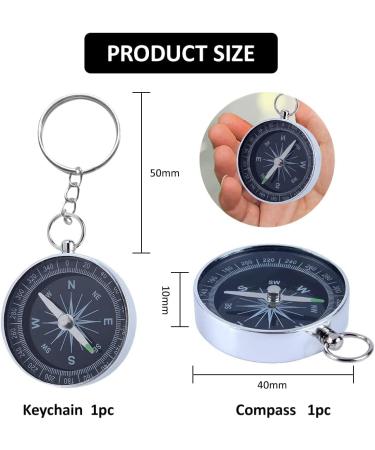 Portable Children's Keychain Compass - 40mm Aluminum Navigation Tool | Outdoor Hiking Silver Compass with White Dial - Buy Online on GoSupps.com