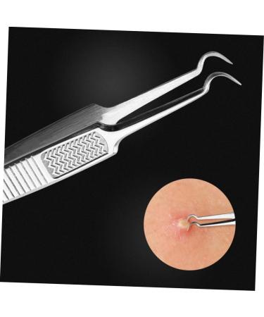 BIUDECO 9 Pcs Clip Spot Tweezers Comedone Blackhead Pimple Removal Kit Remover Silver Stainless Steel - Buy Online on GoSupps.com