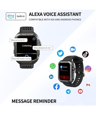 Yukigefe Smartwatch with Telephone Function | 1.8 Touchscreen | Unisex Alexa IP68 Waterproof Fitness Tracker & Health Monitor | 100+ Sports Modes | Black - Buy Online on GoSupps.com