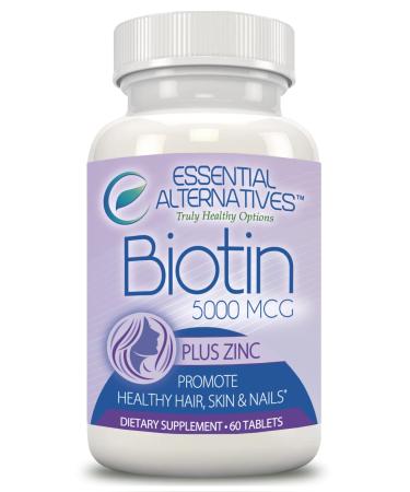 Biotin 5000mcg + Zinc. Promotes healthy hair skin and nails. 60 Tablets