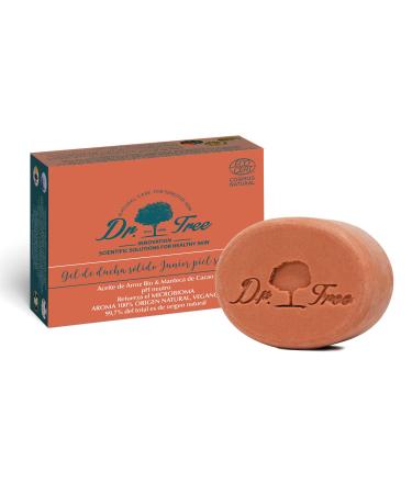 Dr. Tree Junior Ecological Solid Gel - Sensitive Skin - Strengthens the Microbiome - 99.7% Natural Ingredients - Organic Rice Oil and Cocoa Butter - Suitable for Vegan No Plastic - 75g