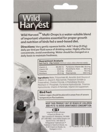 Wild Harvest 8-in-1 Multi-Drops for All Birds - High-Potency Vitamin Supplement 29g - Buy Online on GoSupps.com