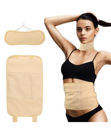 Casting oil pack massage belt set reusable castor oil pack for the neck and belly removable TPU castor oil pack Casting oil not contained expired (khaki)