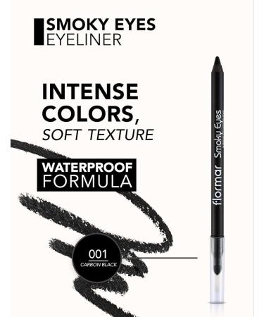 Flormar Smoky Eyes Waterproof Eyeliner crayon yeux waterproof longue tenue avec applicateur ponge couleur intense texture cr meuse & maquillage yeux pro 01 Carbon Black - Buy Online on GoSupps.com