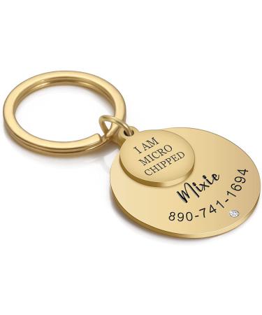 Natiform Personalized Stainless Steel Pet ID Tag - Engraved Dog Name Tag & Keychain for Pet Lover | Gold - Buy Online on GoSupps.com