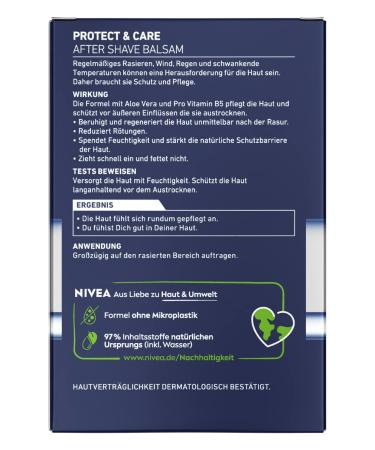 Nivea Men Protect & Care After Shave Balsam 100ml | Calming Shave Balm with Aloe Vera & Vitamin B5 - Soothing Skin Care for Men - Buy Online on GoSupps.com