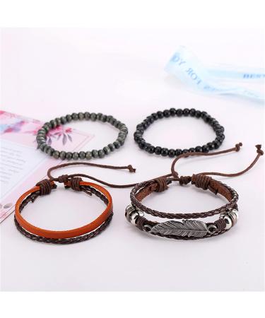 XiShiYing Mens Bracelet Braided Leather Bracelets Men and Women Cool Wrist Cuff Bracelet Mens Bracelet Adjustable Bracelet- Black G - Buy Online on GoSupps.com
