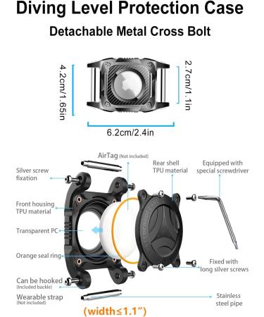 IP68 Waterproof Airtag Dog Holder - Removable Handle Compatible with Apple Airtag Keychain Pendant for Dogs - Black - Buy Online on GoSupps.com