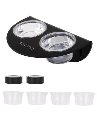 AIICIOO Magnetic Reptile Feeding Cup Gecko Feeder with 6 food cups saucers bowls lizards spiders geckos chameleons corn snakes centipedes beetles jelly earthworms (S) Black Feeding Cup