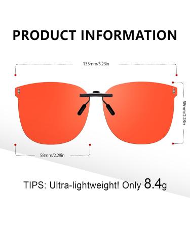 Clip-On Blue Light Blocking Glasses for Prescription Glasses - Fit Over for Computer TV & Gaming - A-Flip-Up Big Square Dark Amber (99 - Buy Online on GoSupps.com