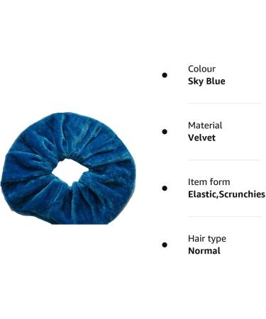 AADYA Pair of Extra Large (15CM) Velvet Hair SCRUNCHIES Elastic Scrunchy Hair BOBBLES (Sky Blue) Blue Sky - Buy Online on GoSupps.com