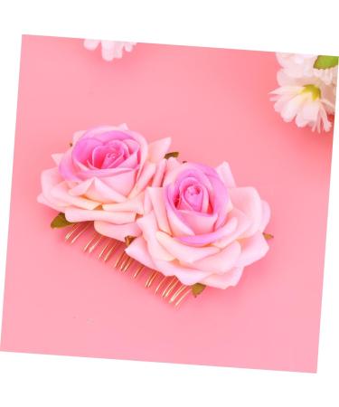 Housoutil 1pc Rose Hair Accessories Flower Girl Hair Accessories for Wedding Bridal Hair Accessories Macrame Garland Red Rose Flower Hair Comb Metal Trim Fork Comb Pink Bride Roses - Buy Online on GoSupps.com