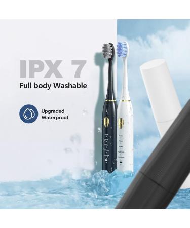 Moroluru Electric Toothbrush Dual Handle - 5 Modes, Smart Timer, 16 Brush Heads, 2 Travel Cases - IPX7 Waterproof in Black & White - Buy Online on GoSupps.com