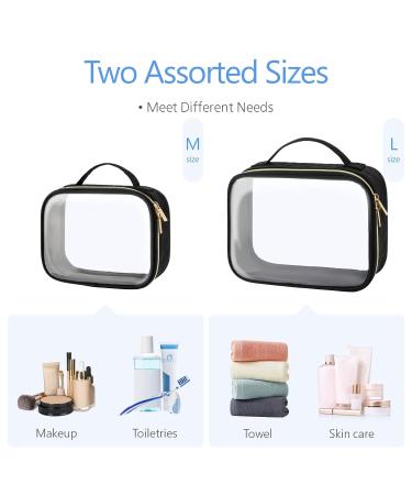 PACKISM Clear Makeup Bags 2 Pack - TSA Approved Toiletry Bag for Carry-on Travel - Quart-sized Clear Cosmetic Bags with Handle - Black (Medium & Large) - Buy Online on GoSupps.com