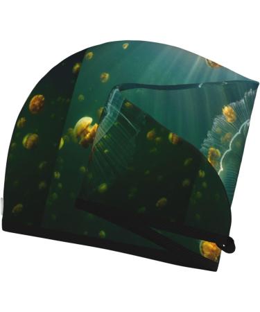Hair Towel Wrap - Quick Drying Towel Turban with Button for Ultimate Hair Care (Jelly Fish Design) - Shop Now for Fast International Shipping - Buy Online on GoSupps.com