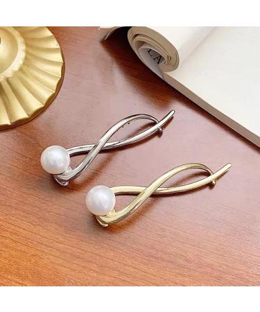 KuuGuu 4 PCS Pearl Hairpin Barrettes for Women - Wedding Bridal Hair Pins with Rhinestones in Gold & Silver - Buy Online on GoSupps.com