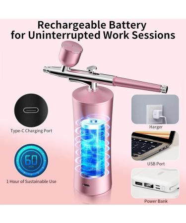 Besuso Airbrush Kit 30PSI Cordless Rechargeable High-Pressure Non-Clogging Air BrushGun for Nail Art Painting Pink Easy Install Easy to Use - Buy Online on GoSupps.com