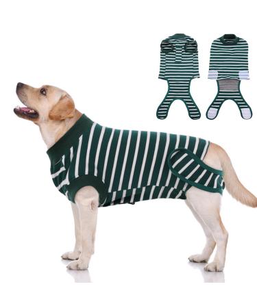 Pumyporeity Recovery Suit Dogs wound protection suits for puppies pets pets Postoperative care protective clothing wounds after surgery Prevent licking bite alternative e-collar after operations (XS) XS green streaks