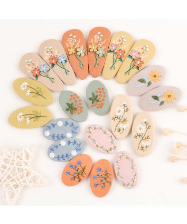 Buy Lyxoto 10-Piece Fabric Embroidery Flower Hair Clips for Girls - Slipproof Metal Snappy Accessories for Children - Buy Online on GoSupps.com