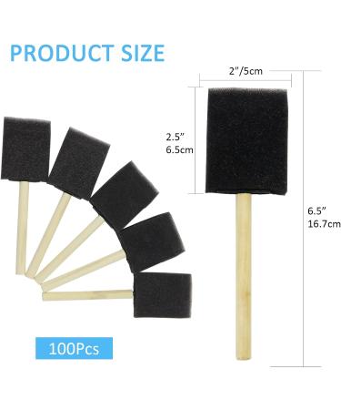 100 Pack 2 Foam Paint Brushes with Wood Handles - Perfect for Stains, Varnishes, Acrylics, Crafts & Art - Buy Online on GoSupps.com