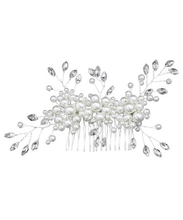 Oladfiop Wedding Hair Comb Rhinestone Crystal Vintage Bridal Hair Clips Combs for Brides and Bridesmaids White