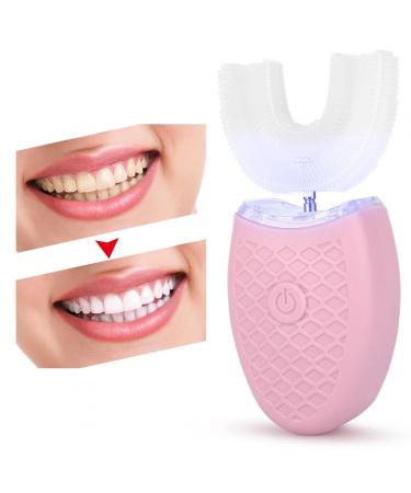 U toothbrush adults u shape toothbrush head electrical wireless charging cold tooth whitening device waterproof cleaning automatic sound toothbrush with 4 cleaning modes (pink) pink - Buy Online on GoSupps.com