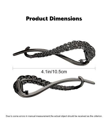 Rhinestone Metal Hair Clips Set - French Barrettes and Jaw Clips for Women and Girls (Black) - Buy Online on GoSupps.com