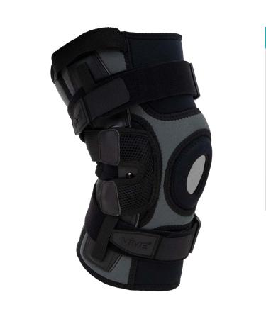 Vive Hinged Knee Brace with Side Stabilizers - Support for Patella & Meniscus Tear Pain for Men & Women - Adjustable Hinges for Hyperextension MCL ACL & Sports Injury - Heavy Duty for Stability Medium