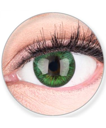 Glamlens Silicone Comfort soft green colored contact lenses Fresh Mint Green Without strength -strong covering for bright dark brown black eyes + container - 2 pieces - diamoaries 14.50-0.00 diopters