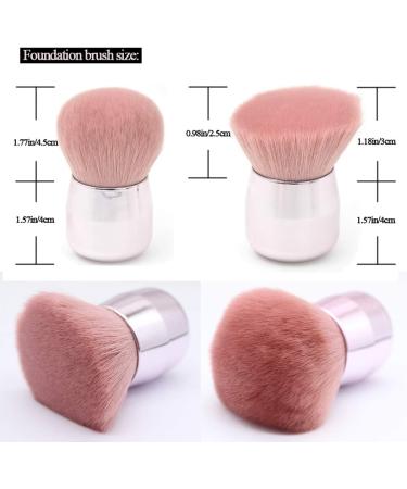 Ranvi Foundation Brush Portable Mineral Brush Angle Large Face Brush Pink Round Brush + Bevel Brush 2PCS - Buy Online on GoSupps.com