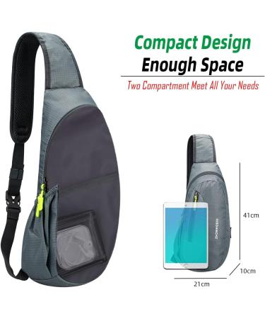 Gisdanchz Waterproof Nylon Sling Bag - Lightweight Chest Backpack for Men & Women | Ideal for Sports & Travel - Light Grey 41x21x10cm - Buy Online on GoSupps.com