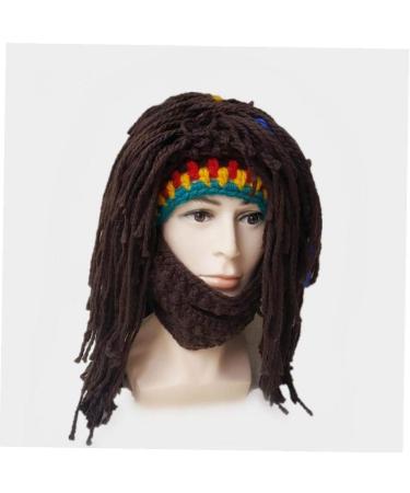 Creative Beard Hat Barbarian Knit Beard Hat Wig Beanie Hat Funny Knit Hat Beard Facemask for Male(multicolour) - Buy Online on GoSupps.com