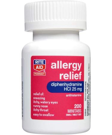 Rite Aid Antihistamine Allergy Relief 25mg - 200 Count | Easy-to-Swallow Tablet | Cold & Respiratory Allergy Medication - Buy Online on GoSupps.com