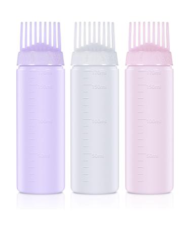 Apricitie 3 pieces hair colored bottle 170ml root ridge Applicator bottle hair dye brush bottle hair oil applicator bottle hair dye shampoo bottle with brush