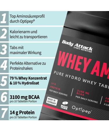Buy Body Attack Whey Amino Gold 325 Tablets - German Whey Protein with 3 100mg BCAAs - Ideal for Athletes - International Shipping - Buy Online on GoSupps.com