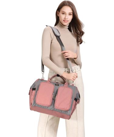 Pomelo Pink Baby Changing Bag with Pram Clips & Changing Mat - Grey Trim - Buy Online on GoSupps.com