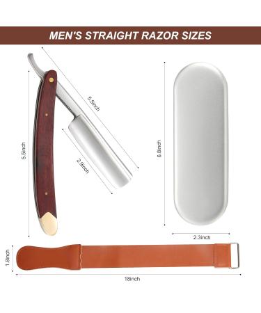 Professional Vintage Straight Razor Set for Men - Wooden Handle Steel Blade Iron Box & Leather Strop - Buy Online on GoSupps.com
