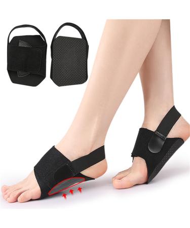 Arch Support Braces for Plantar Fasciitis Relief Adjustable Arch Support Sleeves with Built-in Orthotics Adjustable Non-Slip bands & Gel Pads for Flat Feet High & Fallen Arch 1 Pair Black