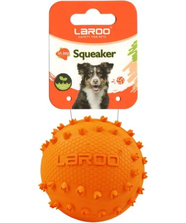 Buy Laroo Durable Natural Rubber Dog Ball - Squeaker Toy for Small & Large Dogs - 6.5cm Orange - Buy Online on GoSupps.com