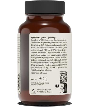 A-LAB OPC Raisin Liposomal 200 mg Extrait de P pin de Raisin - Vitamines C D Querc tine - Antioxydant Circulation C ur Peau - Assimilation Renforc e - Jusqu' 60 jours de prise - Buy Online on GoSupps.com
