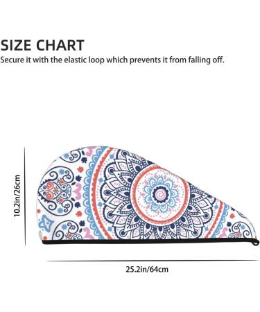 Mandala Microfiber Hair Towel Wrap - Super Absorbent Coral Velvet for Long Curly & Thick Hair | Quick Dry Hair Cap for Women - Buy Online on GoSupps.com
