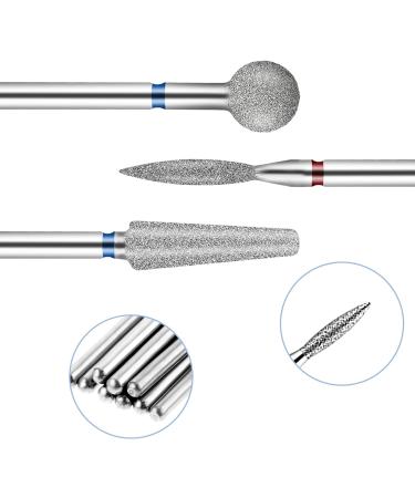 YUXIANLB 3 Pcs Diamond Nail Drill Bits Set - Nail Polishing & Grind Tools for Dead Skin Cleaning, Acrylic & Gel Nails - 3/32 Inch - Silver - Buy Online on GoSupps.com