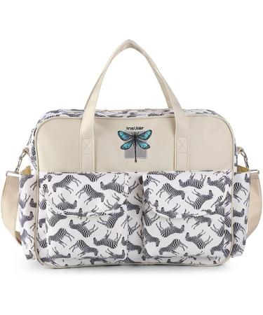 Kamay's Waterproof Mummy Diaper Bag with Changing Mat - Grey Zebra | Lightweight Nylon Tote/Messenger Style - Buy Online on GoSupps.com
