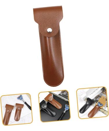 Minkissy Razor Storage Shell - Travel Case for Safety Razor & Covers | PU Leather Compact & Stylish - 16.5x4.2x1cm Brown - Buy Online on GoSupps.com