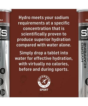 Science In Sport Hydro Hydration +Caffeine Tablets | Cola Flavour | 20 Effervescent Tablets - Buy Online on GoSupps.com