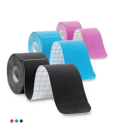 Kinesiology Tape Roll Pro (60 Precut) Athletic Sports Waterproof Breathable Athletic Elastic Kneepad Muscles & Joints Pain Relief Protect Support Taping for Fitness Running Tennis Swimming(Mix)