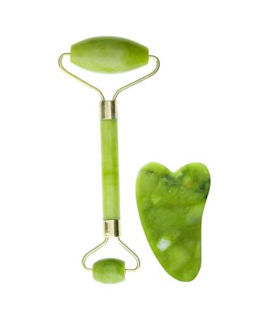 XTREME DIGITAL LIFESTYLE ACCESSORIES Hollywood Women Facial Jade Roller w/Guasha Stone Trap Package Green