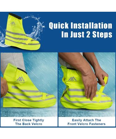 Flintronic Waterproof Bicycle Overshoes - Unisex Reflective XL Fluorescent Yellow Windproof & Dirt Repellent Shoe Covers - Buy Online on GoSupps.com