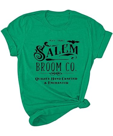 Yihaojia Salem Short Sleeve Shirt Casual Halloween Tee Shirt Vintage Funny Crewneck Pullover Teshirt Top Green#20 XX-Large - Buy Online on GoSupps.com